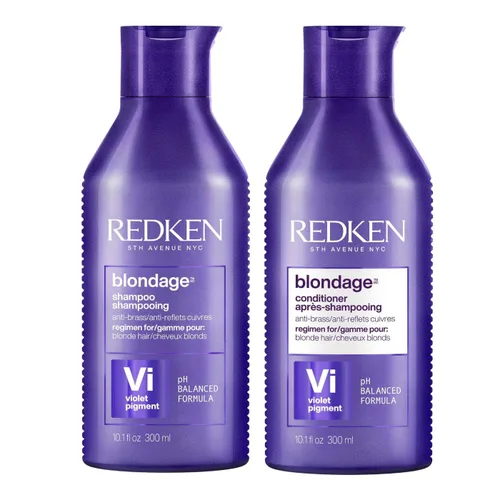 Redken Blondage Purple Shampoo and Conditioner Set For Blonde & Highlighted Hair - Neutralizes Brass & Moisturizes Hair With Pure Violet Pigments,