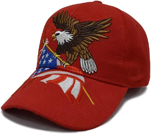 Miniatura 10 de FLYOUTH - Gorra de béisbol creativa con diseño de águila y bandera de Estados Unidos, gorra bordada con visera