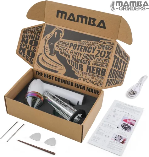 Miniatura 5 de Mamba Molinillo de especias eléctrico XL, recargable por USB, con una sola mano, para hierbas y especias con dientes de aluminio, molinillo de Blanco