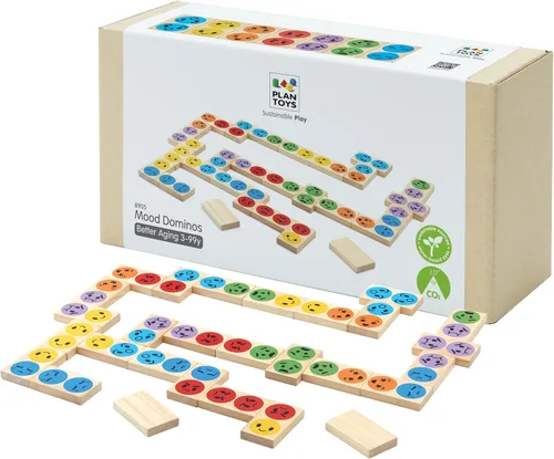 PlanToys Dominó del estado de ánimo para el aprendizaje social emocional inspirado en Montessori | Actividad de emparejamiento, reconocimiento y