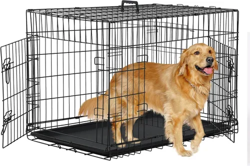 Miniatura 8 de Jaulas extra grandes de 48 pulgadas para perros medianos, jaula plegable XXL de doble puerta para perros grandes, jaulas para perros para interiores