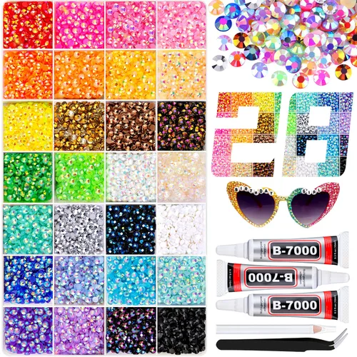 Miniatura 9 de 30000 diamantes de imitación de resina para deslumbrar con pegamento de joyería B7000, gemas de imitación doradas para manualidades, ropa, vasos
