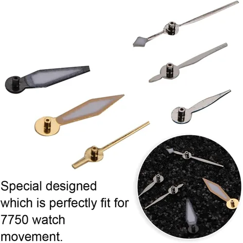 Miniatura 4 de Piezas de repuesto de mano de reloj Punteros para reloj 7750 Kit de manecillas de reloj Accesorios modificados Movimiento Puntero de reloj