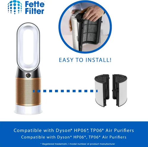 Miniatura 3 de Fette Filter - 2 filtros Premium Combi 360 Glass True Hepa Compatible con Dyson Pure Air Purfier Modelo PH01 PH02 PH03 PH3A PH04 TP06 HP06 TP07 HP07