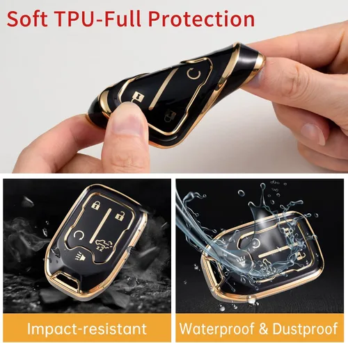 Miniatura 4 de Gematay Funda protectora para llave de automóvil GMC para Chevy Silverado GMC Sierra 1500 2500HD 3500HD 3500HD 2019-2022, color negro