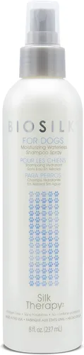 BioSilk Spray de champú sin agua de humedad profunda para perros, sin enjuague entre el baño, sin sulfatos ni parabenos, pH equilibrado, fabricado