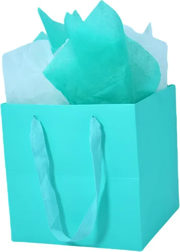 Miniatura 17 de JUNESHE Bolsas de regalo cuadradas pequeñas con papel de seda, color negro, paquete de 2, 5.9 pulgadas Bolsas de papel con asas para cumpleaños