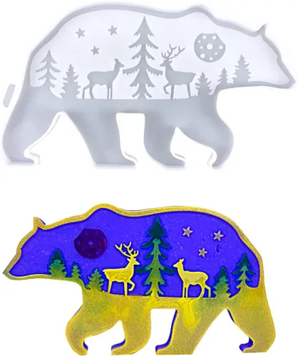 Miniatura 12 de Molde de resina de águila, moldes de resina de animales del bosque, aullando de lobo en la montaña, molde de posavasos de animales para resina