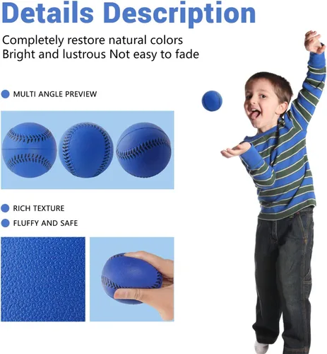 Miniatura 5 de Pelotas de béisbol suaves, paquete de 12 pelotas de béisbol de espuma de tamaño reglamentario para lanzar, atrapar y practicar bateo suave y seguro
