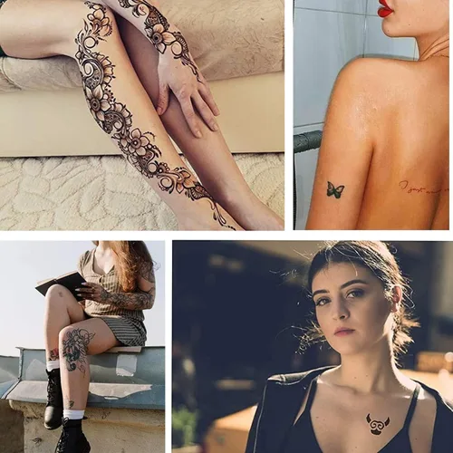 Miniatura 7 de Tinta de tatuaje temporal y plantillas para adultos, adolescentes y niños, kit de tatuaje temporal agradable a la piel, negro, rojo, marrón, verde