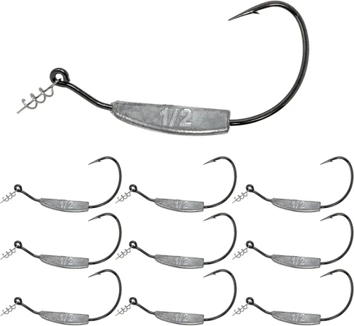 Miniatura 7 de Reaction Tackle Ganchos de pesca con peso para pesca de lubina, anzuelos de pesca sin malas hierbas con bloqueo giratorio para agua dulce y salada