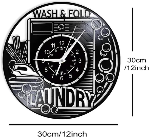 Miniatura 2 de Reloj de pared de 12 pulgadas para lavadero, silencioso, sin tictac, reloj de pared de cuarzo para lavadora, funciona con pilas, moderno reloj