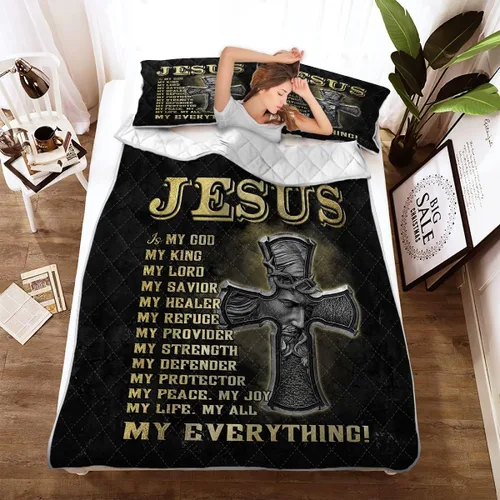 Miniatura 2 de Juego de edredón con estampado de cruz de Jesús, edredón religioso y cristiano con cruz de Dios, tamaño individual, ropa de cama de salvador exótico