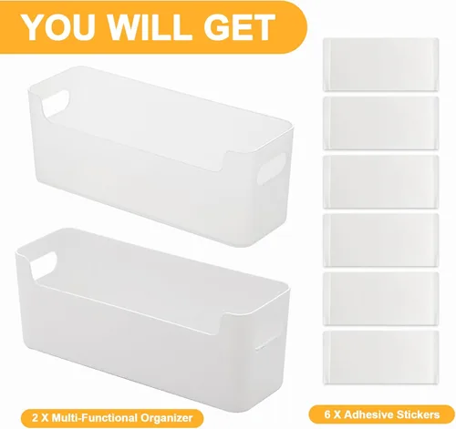 Miniatura 7 de 2 piezas Organizador para puerta de gabinete de cocina, almacenamiento adhesivo en la puerta interior del gabinete, estante de almacenamiento debajo