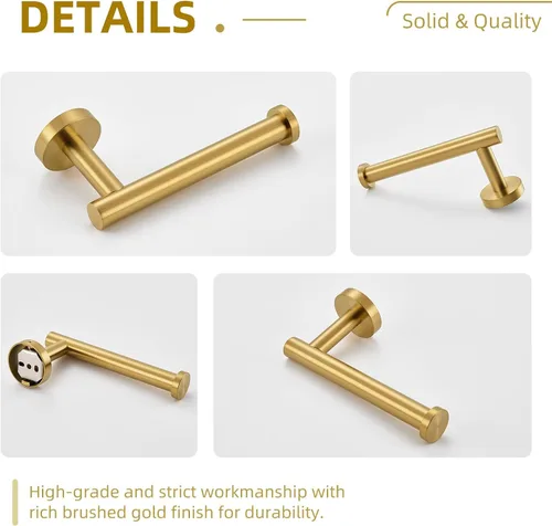 Miniatura 8 de Angle Simple SUS304 - Soporte de papel higiénico dorado oscuro cepillado, soporte para rollo de papel de baño de acero inoxidable, dispensador