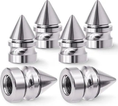 Miniatura 42 de 4 piezas de tapas de válvula de rueda con estilo púas, resistentes a la corrosión, universales de aleación de aluminio a prueba de polvo para Spiked