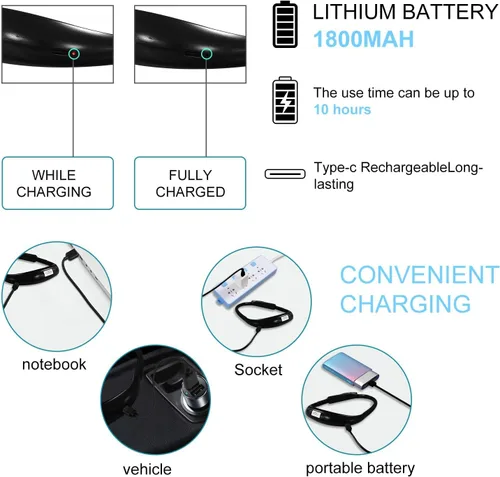 Miniatura 3 de Luz de lectura LED para el cuello, luces de libro para leer en la cama, lámpara de escritorio con brillo ajustable, 3 colores, con brazos flexibles