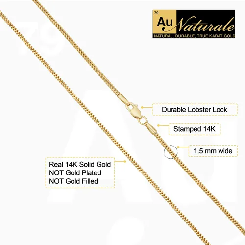 Miniatura 2 de Collar de cadena Franco de oro amarillo de 14 quilates de 0.059in para hombres y mujeres (18, 20, 22, 24, 26 o 30 pulgadas)