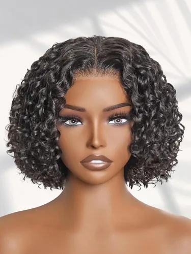 Miniatura 12 de LUVME HAIR - Peluca de cabello humano estilo Bob, de 8 pulgadas, precortada, sin pegamento, con cierre de encaje HD, predepilada, cabello humano