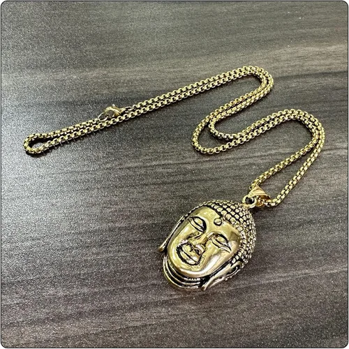 Miniatura 7 de Collar con colgante de cabeza de Buda de acero inoxidable punk rock
