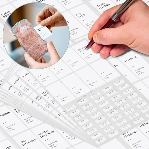 Miniatura 4 de Hybsk Etiquetas de despensa de cocina para tarros de especias con 112 etiquetas de especias impresas y 48 etiquetas de despensa para tarros