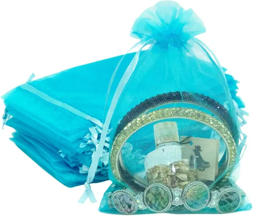Miniatura 27 de TheDisplayGuys - Paquete de 48 bolsas de regalo de organza transparente negra de 2 x 2-3/4 pulgadas con cordón, bolsas de regalo para joyas, bolsas