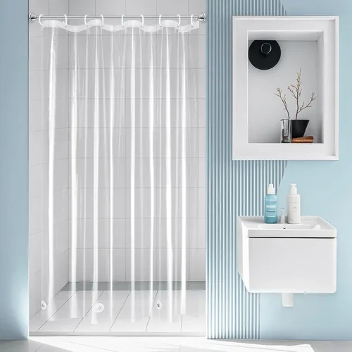 Miniatura 8 de Cortina de baño EurCross con 3 imanes, forro transparente de PEVA 9G, cortina de medio baño 36x72 para ducha