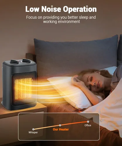 Miniatura 5 de KopBeau – Calentador de espacio para uso en interiores, calentador de torre portátil eléctrico de 1500W con termostato y temporizador, calentador