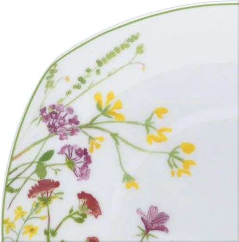 Miniatura 4 de Mikasa Wildflower Garden - Juego de vajilla de porcelana de hueso de 16 piezas para 4, platos cuadrados y cuencos con tazas, diseño floral, apto