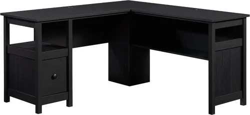 Sauder 427419 Escritorio en forma de L, L: 59.06 pulgadas x ancho: 59.06 pulgadas x altura: 30.04 pulgadas, acabado en roble cuervo