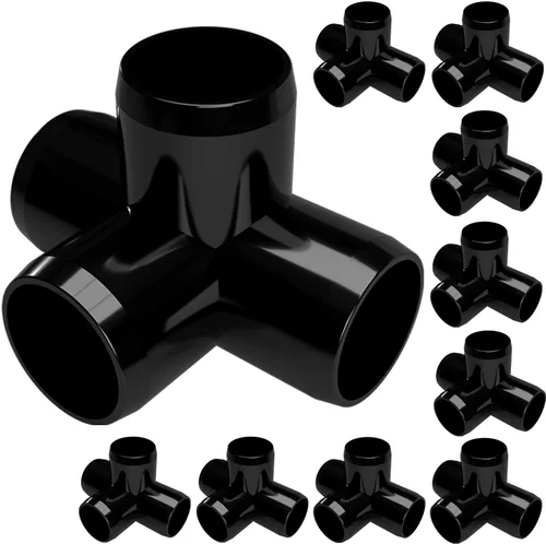 FORMUFIT Adaptador de PVC de grado de muebles de 4 vías de 1/2 pulgada en color negro, fabricado en Estados Unidos, resistente a los rayos UV, a