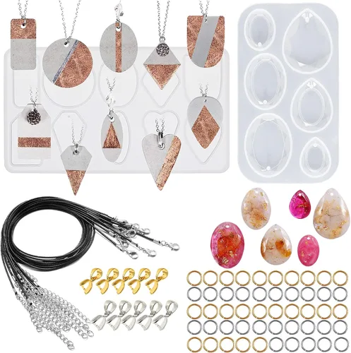 Miniatura 16 de 3 moldes de resina para colgantes, moldes de joyería de resina de silicona, kit de fabricación de aretes, moldes de silicona con llaveros, anillos