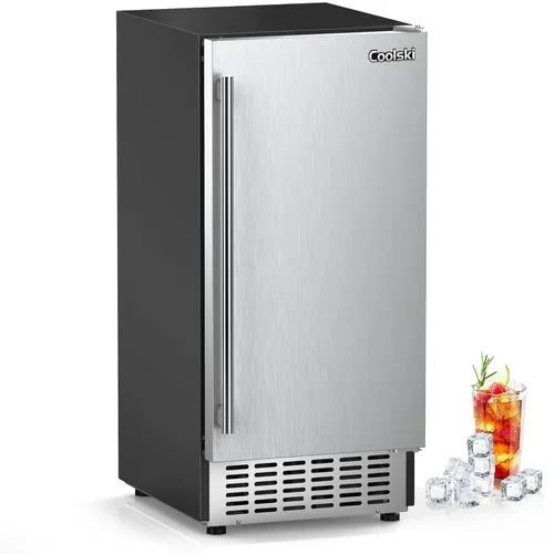 Miniatura 9 de Coolski - Máquina de hielo de 130 libras/día, para debajo de la encimera, de acero inoxidable, independiente, con capacidad de almacenamiento