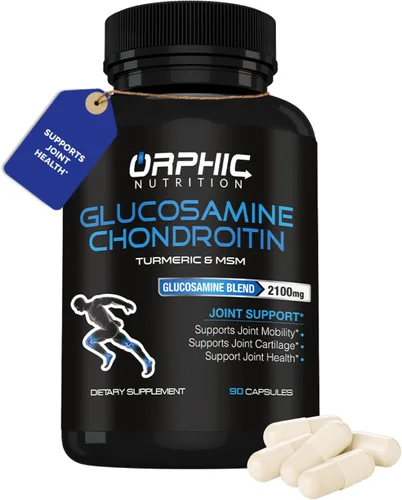ORPHIC NUTRITION Glucosamina condroiting MSM 2100 mg (90 cápsulas) - Suplemento de apoyo articular para hombres y mujeres* - Apoya el cartílago