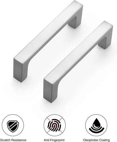 Miniatura 4 de Ravinte Paquete de 5 manijas cuadradas sólidas de 3 pulgadas para gabinetes de cocina, tiradores de níquel cepillado, tiradores de cajón, manijas