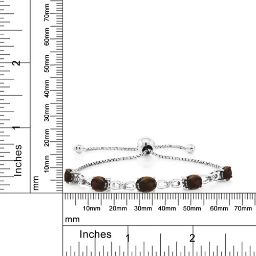 Miniatura 2 de Gem Stone King Pulsera de tenis de diamantes cultivados en laboratorio con piedra natal de 3-6 quilates para mujer, plata de ley 925, ovalada