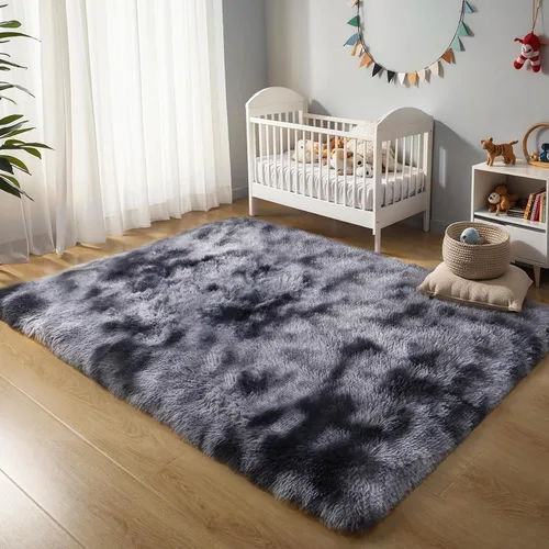 Miniatura 32 de KCHOWUA Alfombras Esponjosas y Peludas de Unicornio para Dormitorio de Niñas, 3x5 pies Lavable Antideslizante Alfombra de Área Shag Peluda para Sala