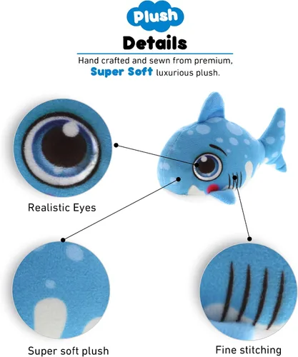 Miniatura 2 de DolliBu Juguete de peluche de tiburón azul, para niños y adultos, regalos de abrazo de tiburón, lindos animales de peluche para niños pequeños