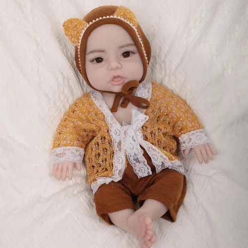 Miniatura 7 de Muñecas de bebé Reborn de 17.7 pulgadas de silicona realista de cuerpo completo, muñecas no de vinilo, muñeca de silicona platino real realista