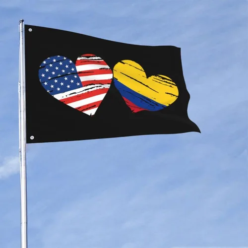 Miniatura 2 de Bandera colombiana de Estados Unidos, bandera colombiana personalizada, cuadrada, decorativa, de 2 x 3 pies, banderas de jardín, banderas