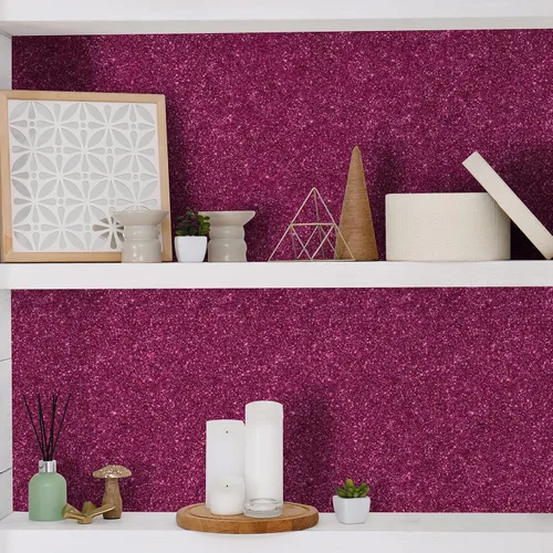 Miniatura 8 de CHIHUT Papel tapiz rosa intenso con purpurina para despegar y pegar, papel de contacto rosa brillante para paredes de armarios, papel de pared Rosa