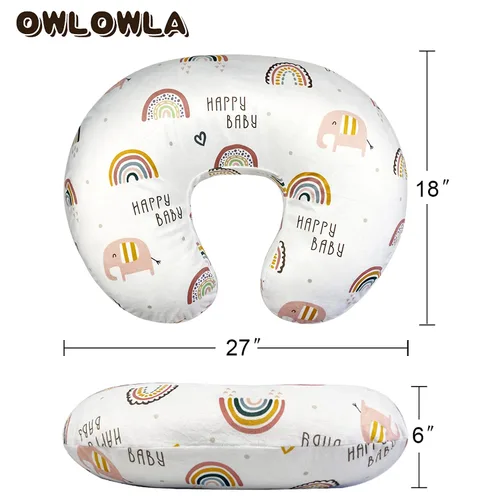 Miniatura 6 de OWLOWLA Funda de almohada de lactancia, funda de almohada de lactancia para bebé niño y niña (arcoíris y elefante)