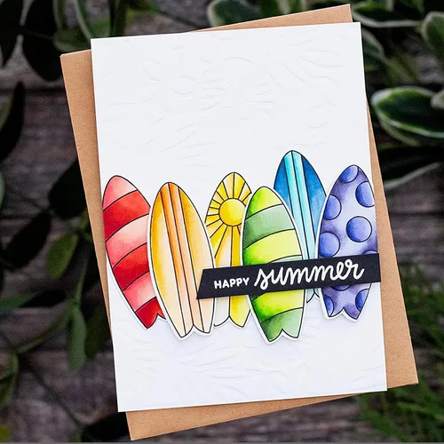 Miniatura 5 de Juegos de sellos y troqueles transparentes de tabla de surf de verano para hacer tarjetas, plantillas de corte troquelado para álbumes de recortes
