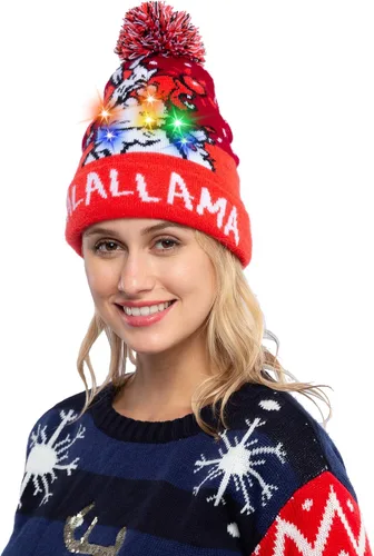 Miniatura 3 de JOYIN Gorro de punto con luz LED unisex para adultos, con 6 modos intermitentes diferentes, multicolor, Multi