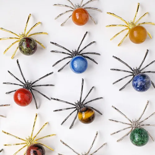 Miniatura 4 de Runyangshi 1 bola de amatista de cristal natural de 2 pulgadas, hecha a mano, estatua de araña animal, adorno de cristal curativo para decoración