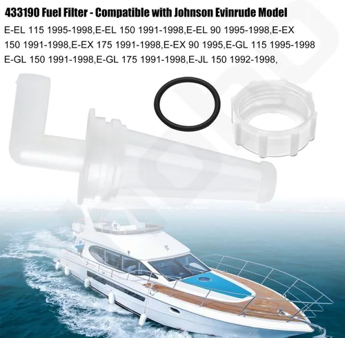 Miniatura 5 de 433190 0433190 - Filtro de combustible con juntas tóricas y tuerca de filtro de combustible 335112 compatible con Johnson Evinrude BRP V4/V6/60 Deg