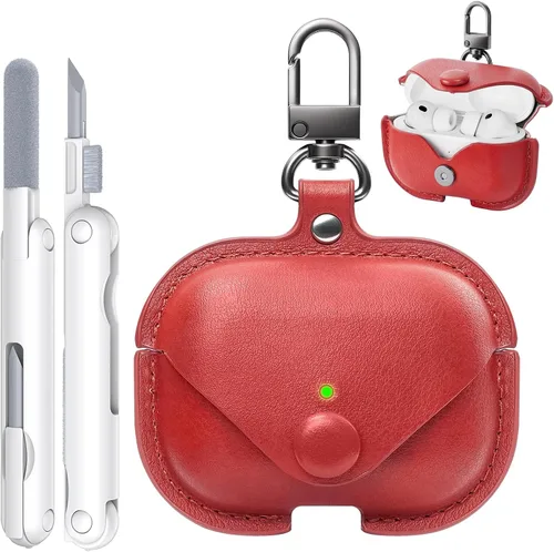 Miniatura 8 de Funda de piel para Airpods Pro 2, funda para AirPods Pro con llavero y kit de limpiador para Apple Airpods Pro de 2ª/1ª generación (2023/2022/2019)