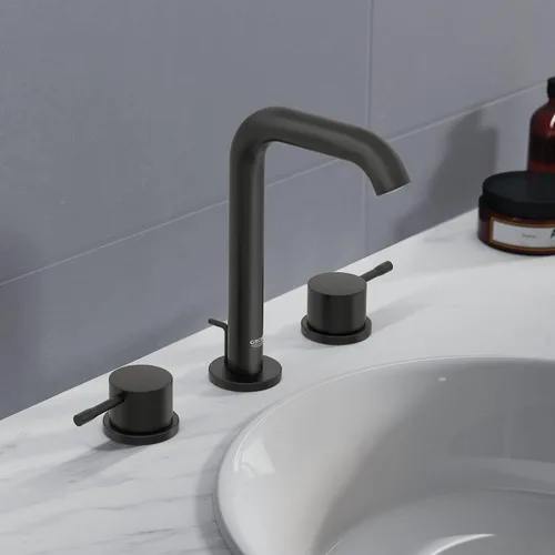 Miniatura 4 de GROHE 202972431 Essence - Grifo de baño de 2 manijas con dos manijas y tamaño M, color negro mate Mate negro