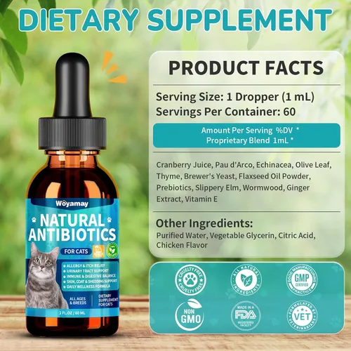 Miniatura 8 de Woyamay Antibióticos para Gatos, Antibiótico Natural para Alivio de Alergia, Salud del Tracto Urinario, Alivio de la Picazón y Cuidado