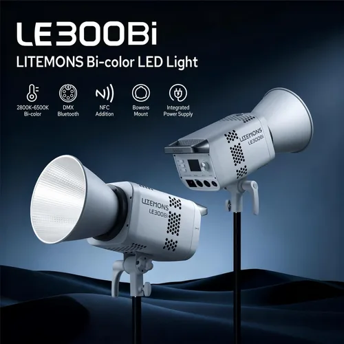 Miniatura 2 de Godox Litemons LE300Bi - Luz de video LED bicolor de 300 W, 58900Lux@1M luz de estudio con control de aplicación, 11 efectos FX, 2800K-6500K 0-100%